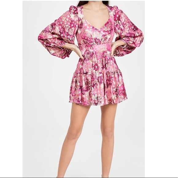 LoveShackFancy Dresses & Skirts - LoveShackFancy Willis Dress Fit & Flare Size 6 Predawn Sky Metallic Gold Holiday